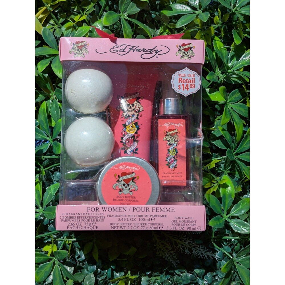 Ed Hardy Perfume Fragrance for Women Set Hair Body Mist Wash Butter Bath y2k
